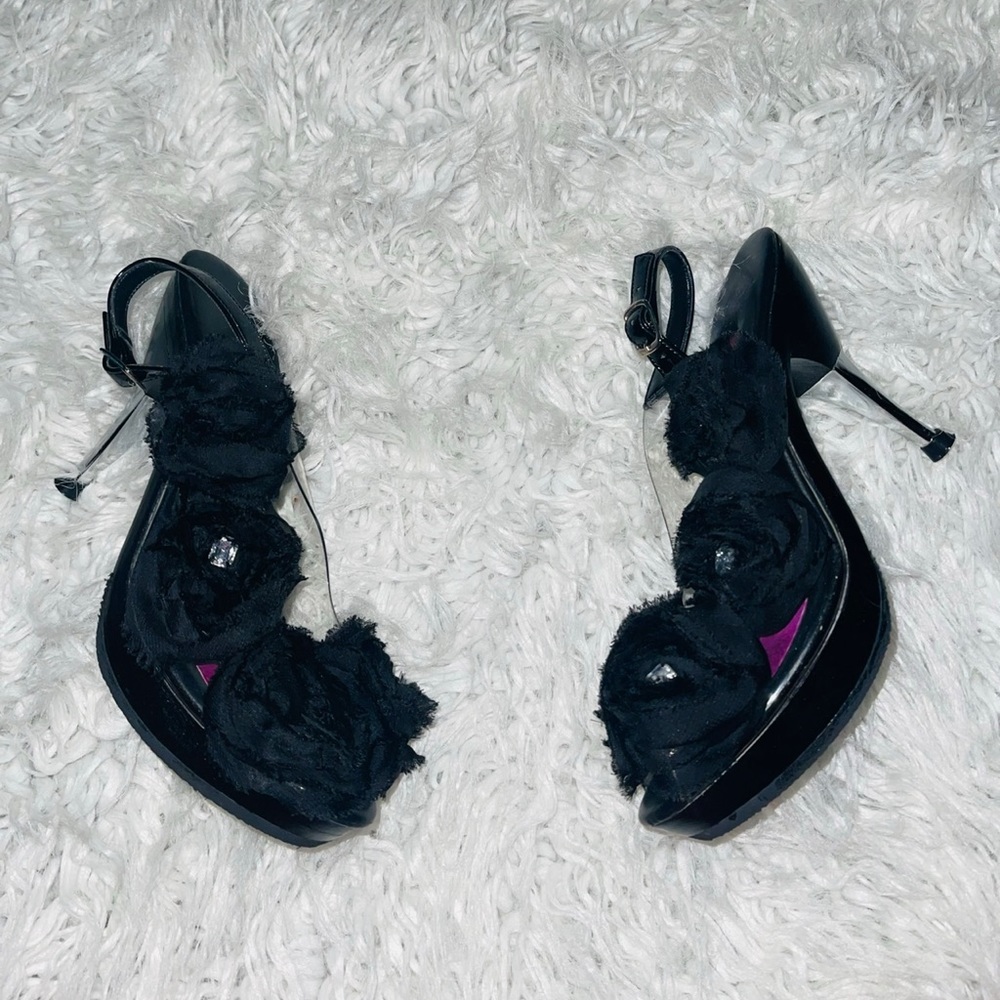 Betsey Johnson Black Floral Heels